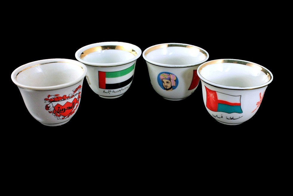 Small Porcelain Souvenir Cups, Made In Japan, Set of 4, Different Countries