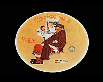 1983 Knowles Collector Plate, Norman Rockwell, Santa in The Subway, Limited Edition, Numbered Plate, Decorative Plate, Collectible Plate