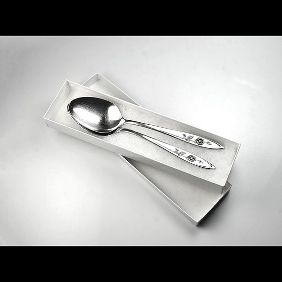 Vintage Oneida My Rose Stainless Place/Soup Spoons, Set of Two, Floral Flatware