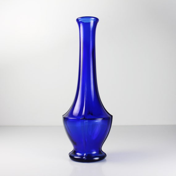 Cobalt Blue Bud Vase, Paneled, 8 Inch, Giftware