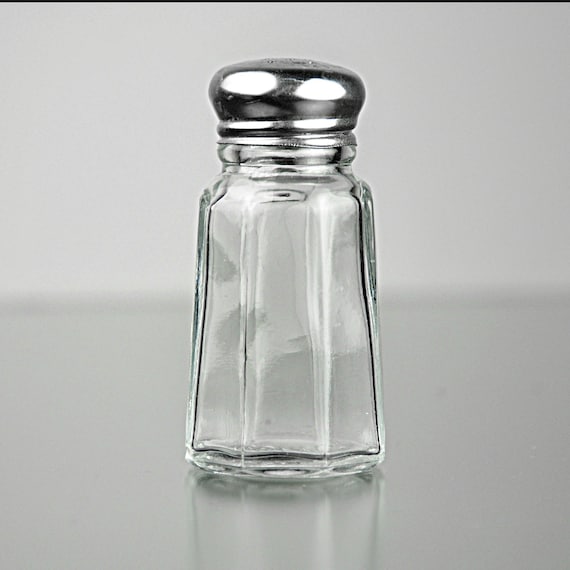 Libbey of Canada Salt Shaker – 3 Inch Octagon Glass with Stainless Steel Lid – Mid-Century Diner Kitchenware