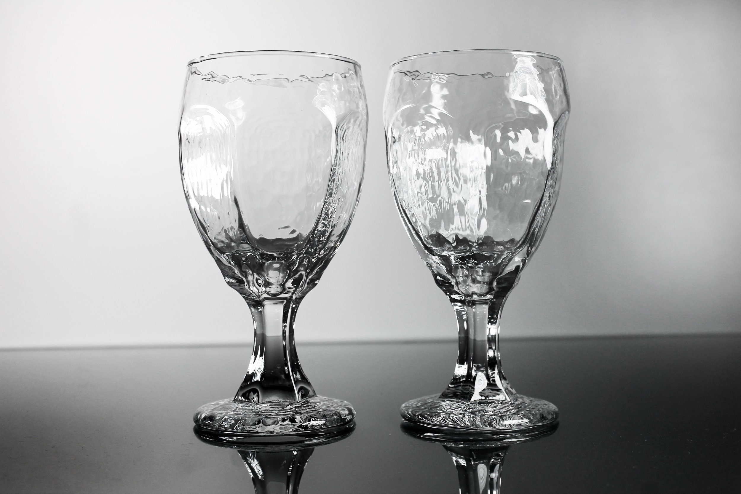 Libbey Chivalry Water Goblets, Textured Barware, Stemware, Set of 2, 10