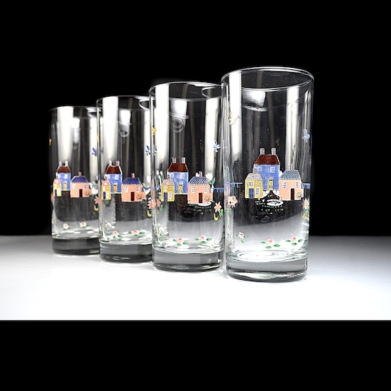 Vintage International Heartland Tumblers, Set of Four, Country Cottage Glasses, 10 Ounces