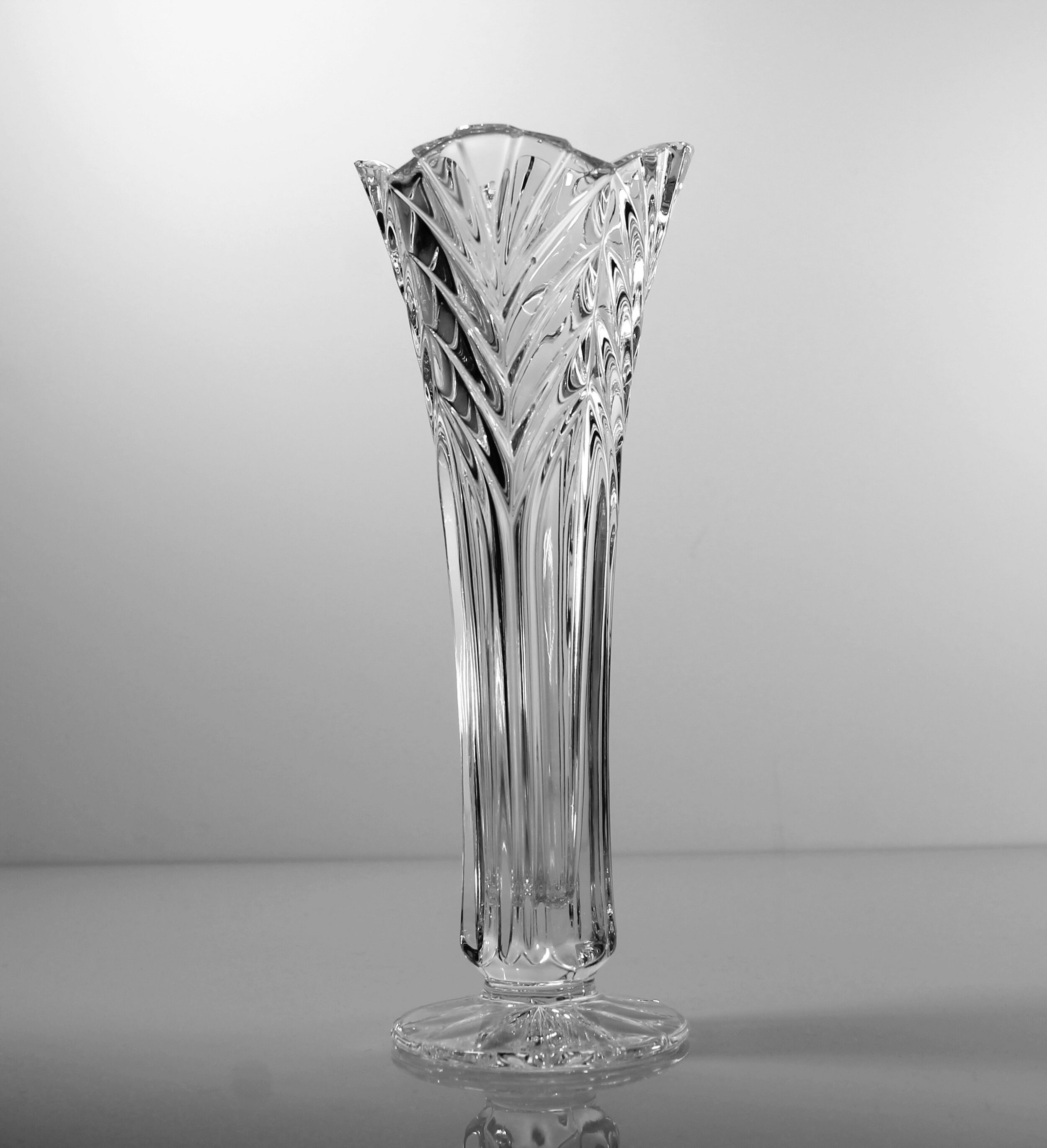 Crystal Footed Bud Vase, Cut Glass, Heavy, Table Vase