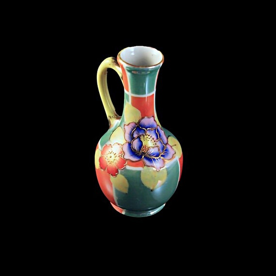 Small Lusterware Pitcher, Tashiro Shoten Ltd, Multicolored, Floral, Gold Trim, Made in Japan, Collectible