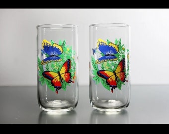 Tumblers, Tabletops Unlimited, Butterflies, Set of 2, 16 Ounce