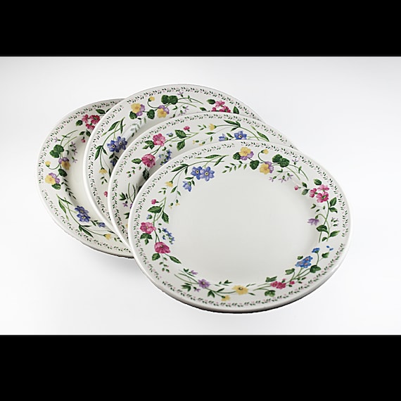 Salad Plates, Farberware, English Garden, Stoneware, Set of 4, Floral