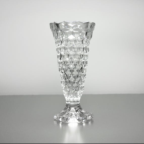 Fostoria American 6-Inch Glass Vase - Hexagonal Pedestal Crystal Bud Vase, Elegant Home Decor