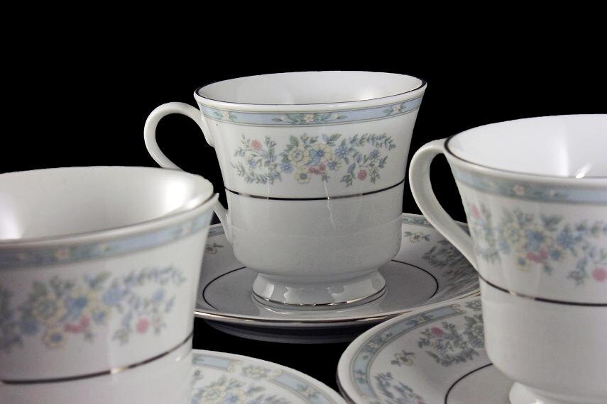 Footed Cups and Saucers, Fairfield Fine China, Versailles Pattern, Set