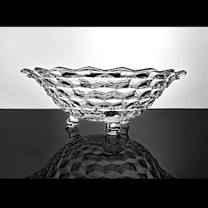 Three Toed Bowl, Fostoria, American, Cubed, Clear Glass, Tableware, Discontinued, Centerpiece