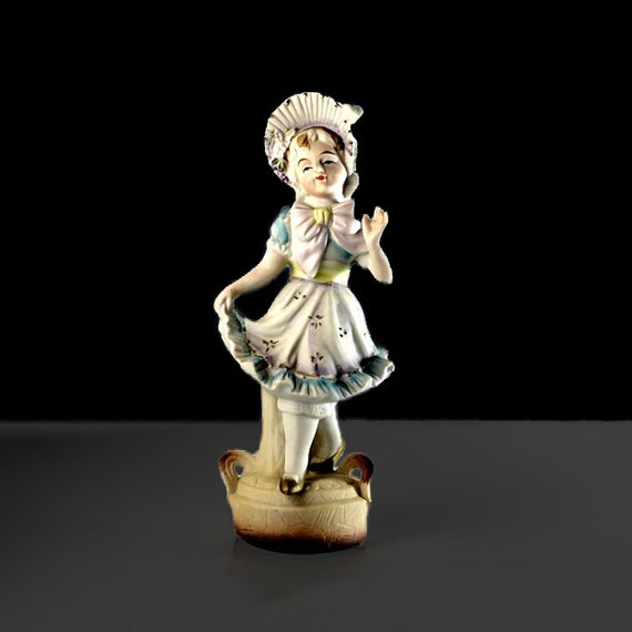 Girl Figurine, Fern Japan, Porcelain, Victorian Style, Collectible