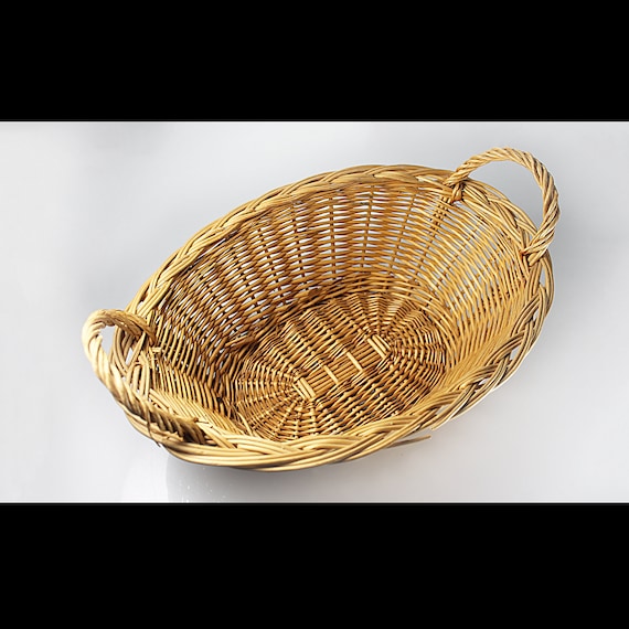 Oval Wicker Basket, Gathering Basket, Decorative, Collectible, Handmade