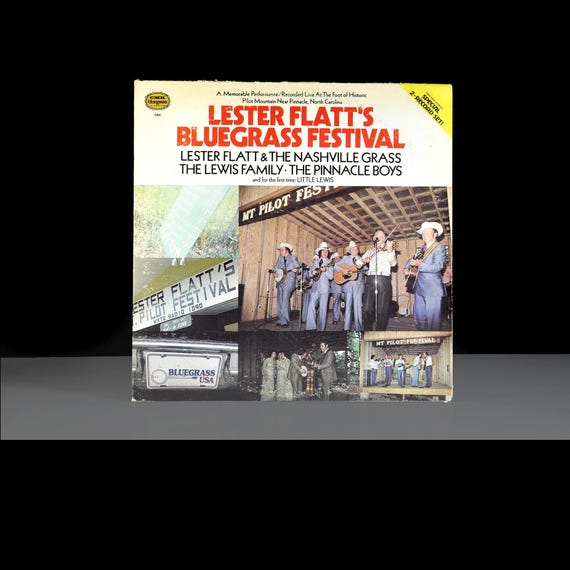 Vintage 1977 Lester Flatt's Bluegrass Festival Double LP, Nashville Grass, Lewis Family, Pinnacle Boys