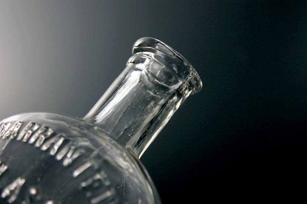 Antique Bottle, Warranted Flask, Whiskey Flask, Clear Glass, Cork