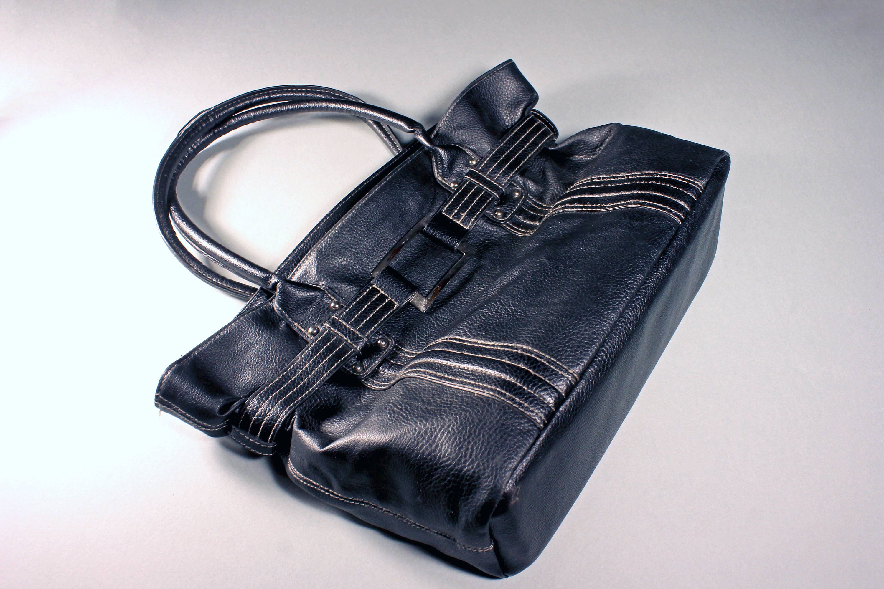 Black Tote Bag, Handbag, Top Handle, Faux Leather, Internal ...