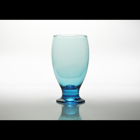 Cristar Glass Aqua Blue Goblet – 10 oz Stemless Water Glass, Cocktail Glass