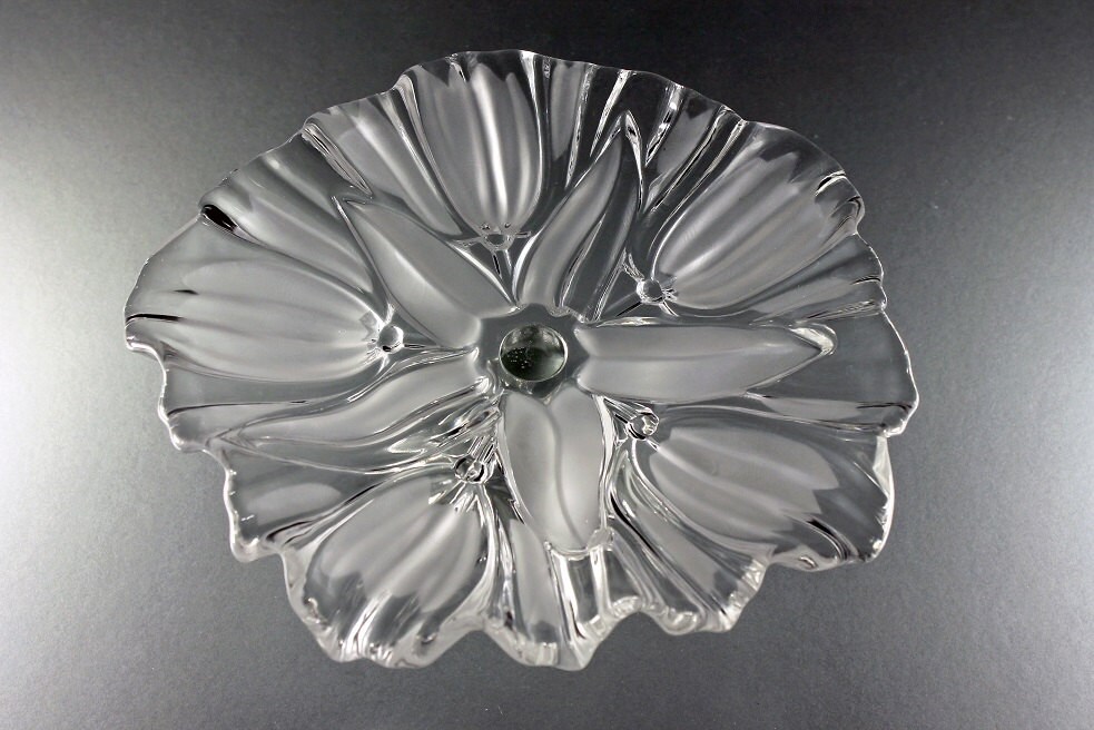 Mikasa Round Compote, Tulips Satin, Frosted Glass, Pedestal, Footed