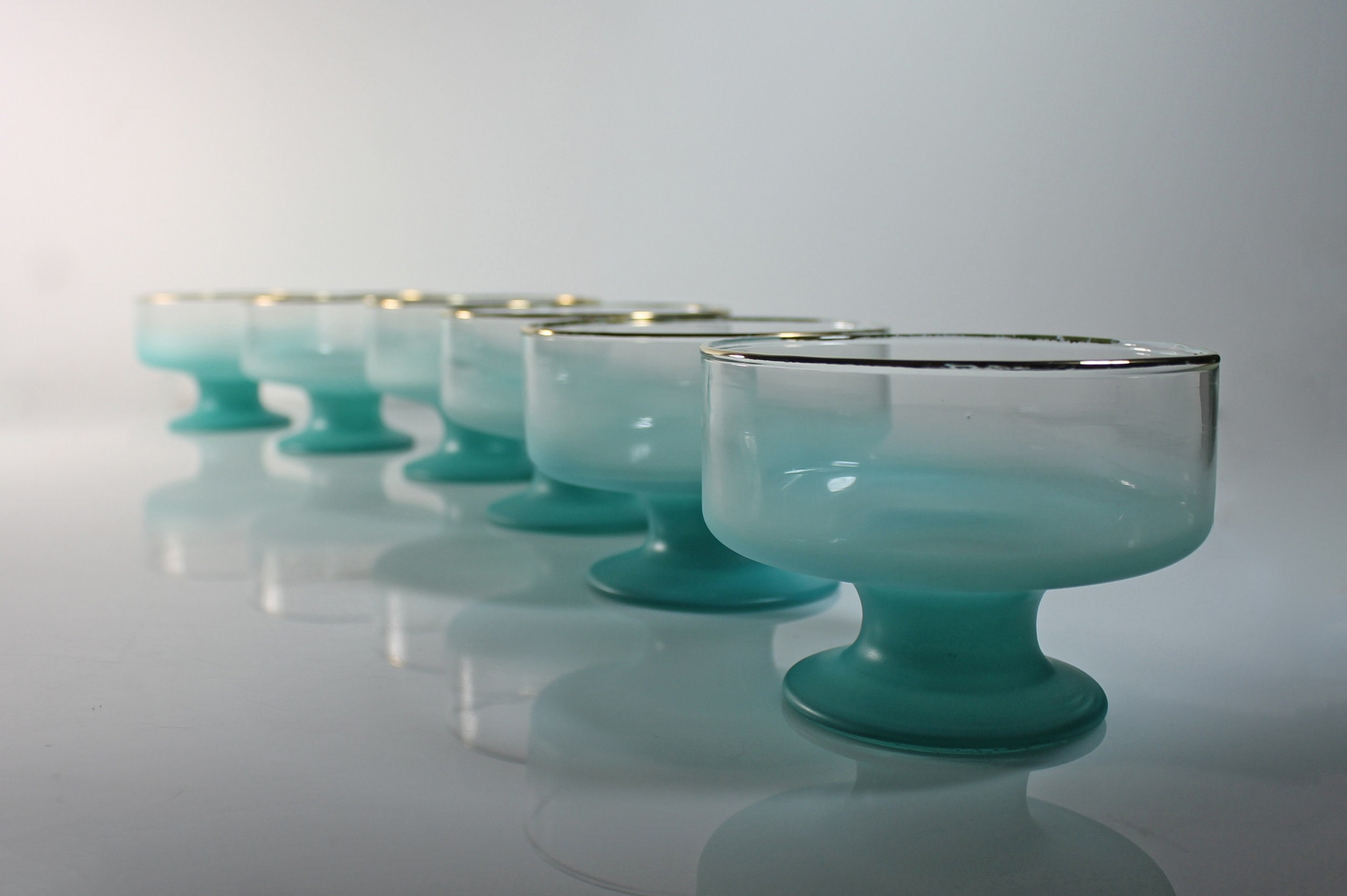 Blendo Sherbet Bowls, West Virginia Glass Specialty, Set of 6