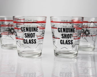 Genuine Shot Glasses, Measurements, Bullet Hole Design, Clear