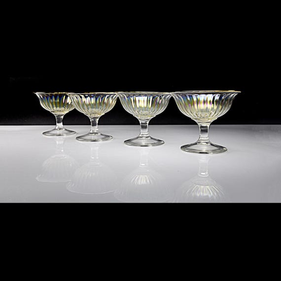 Imperial Glass Iridescent Smooth Rays Champagne/Sherbet Glasses - Set of 4