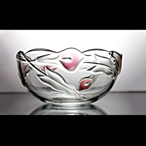 Mikasa Mayfair Bowl, Pink Calla Lily, Centerpiece, Discontinued, Giftware