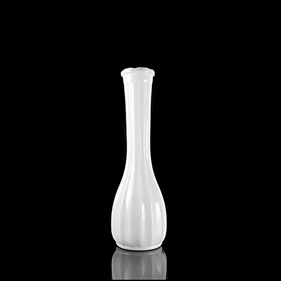 Milk Glass Paneled Vase, 9 Inch, Wedding Decor