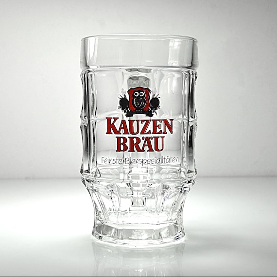 Vintage Kauzen Bräu German Beer Stein, 0.5L SOHM Glass Beer Mug, Barware