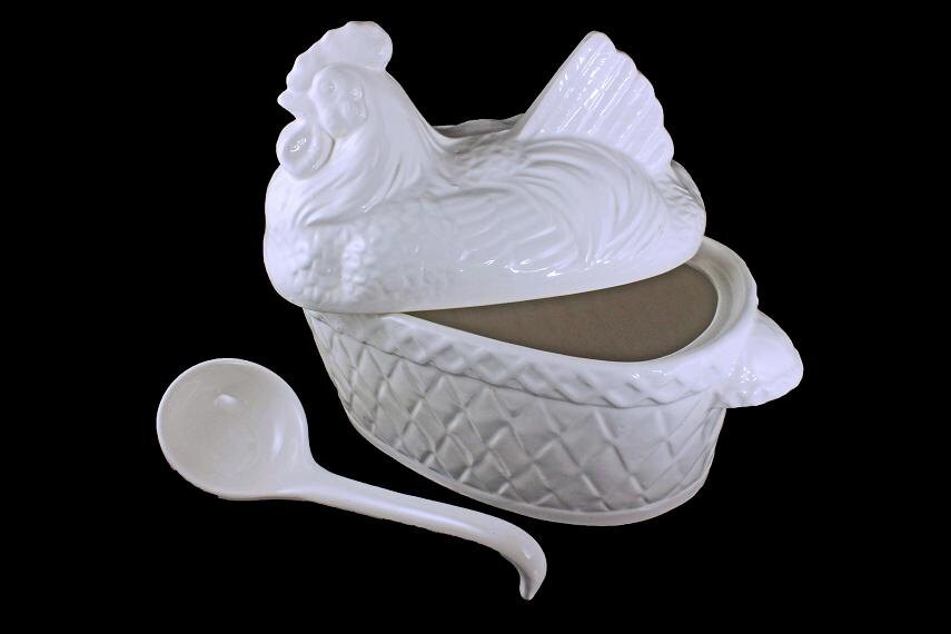 Soup Tureen With Ladle, Hen on Basket, Kitchen Gourmet Himark, Made In