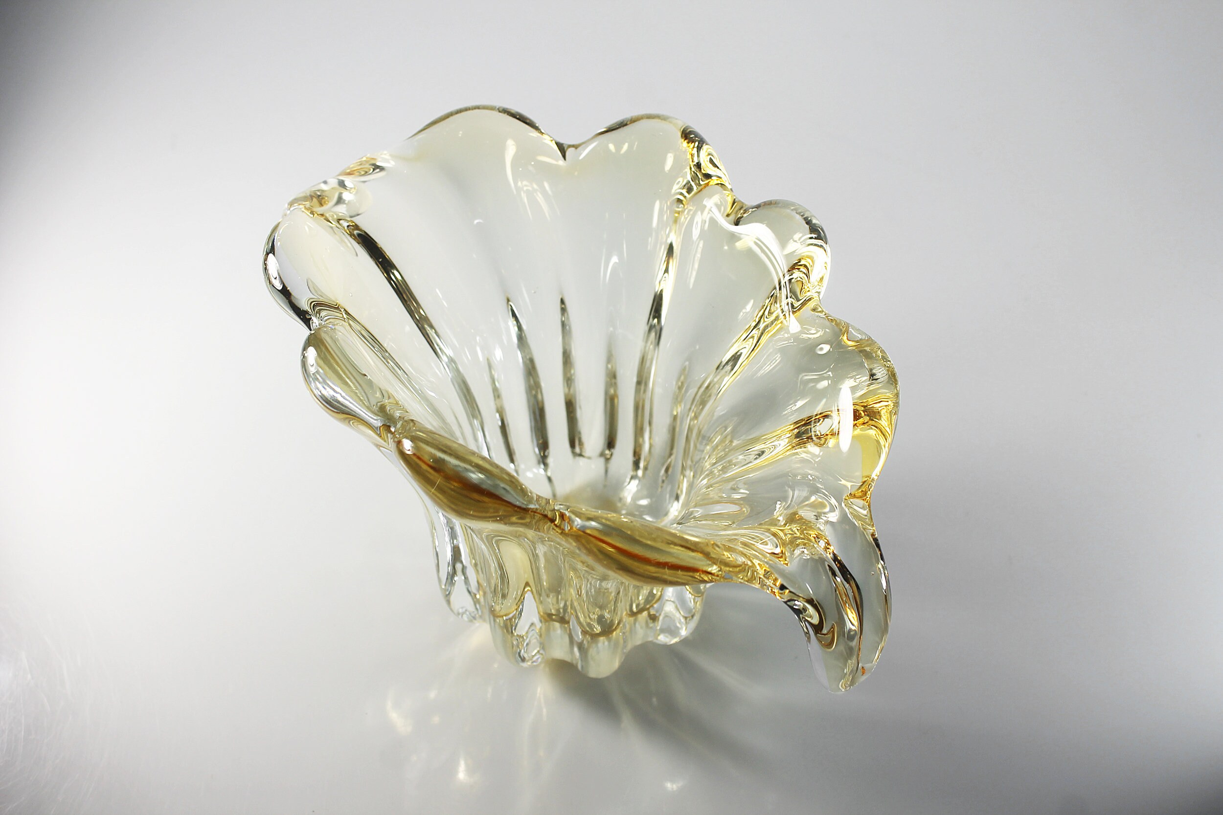 Art Glass Bowl, Display Bowl, Murano Style, Green and Gold, Decorative