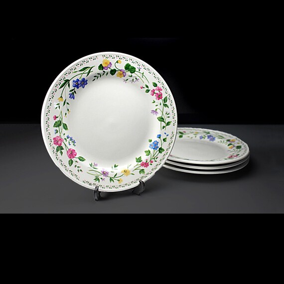 Salad Plates, Farberware, English Garden, Stoneware, Set of 4, Floral