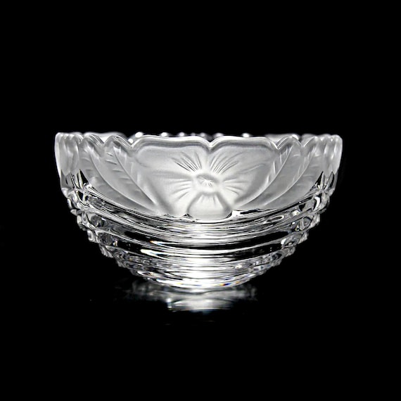 Crystal Candy Bowl, Crystal Clear Industries, Rose Petals Frosted, 6 Inch