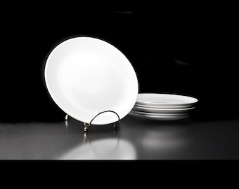 Mikasa Salad Plates – Sophisticate Pattern – Mid-Century Modern White China - Set of 6