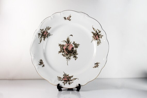 Dinner Plates, Johann Haviland, Sepia Rose, Floral Pattern, Set of