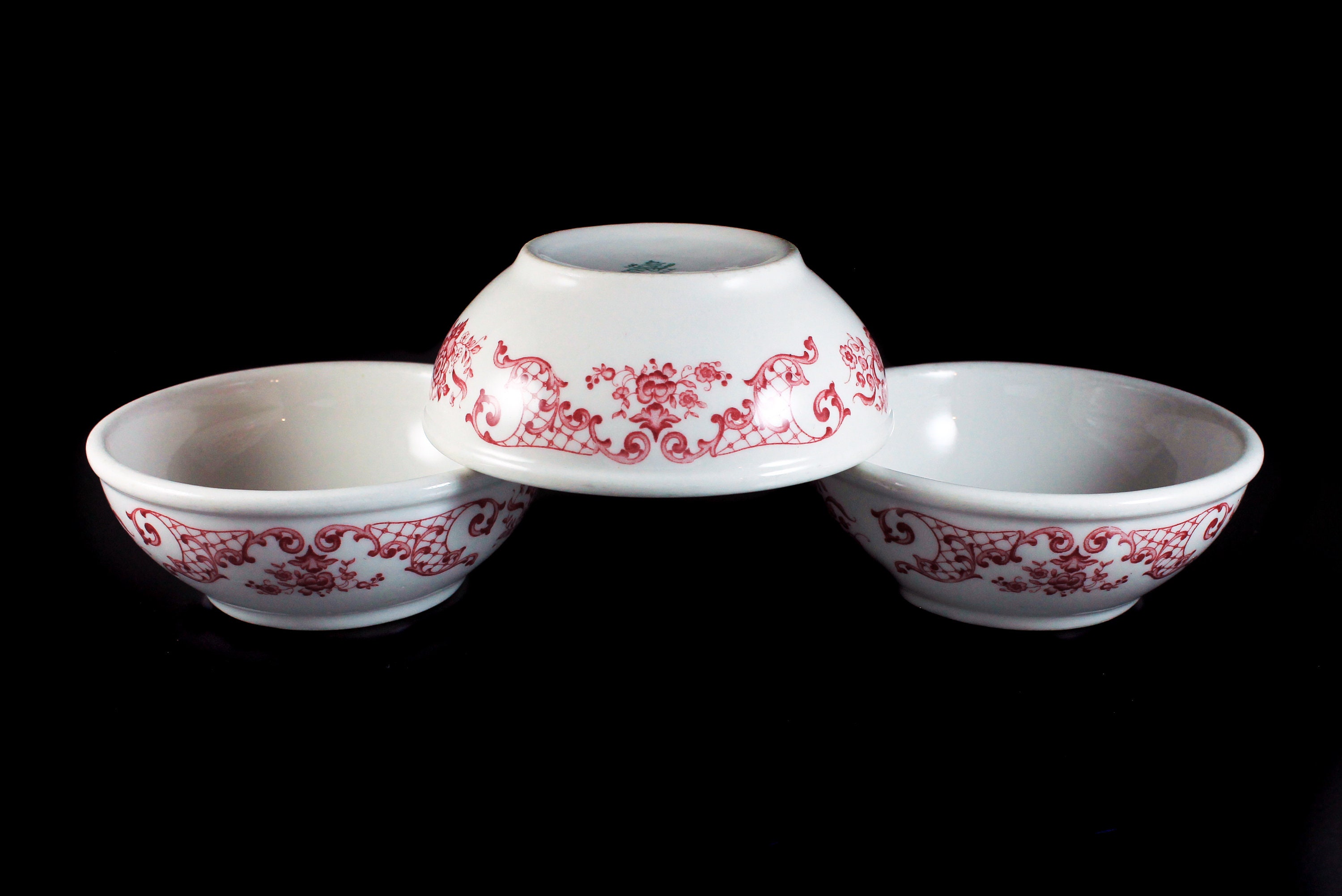 Cereal Bowl, Syracuse China, Restaurant Grade, Soup Bowls, Red Floral