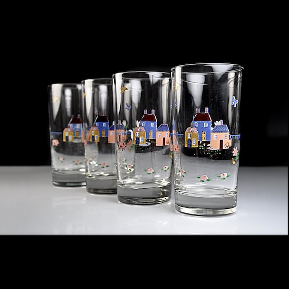 Vintage International Heartland Tumblers, Set of Four, Country Cottage Glasses, 10 Ounces