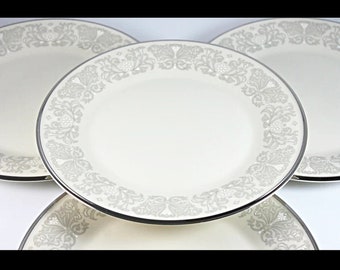 Platos para cena, Lenox, Snow Lily, descontinuados, color crema, juego de 4, porcelana fina, como nuevos