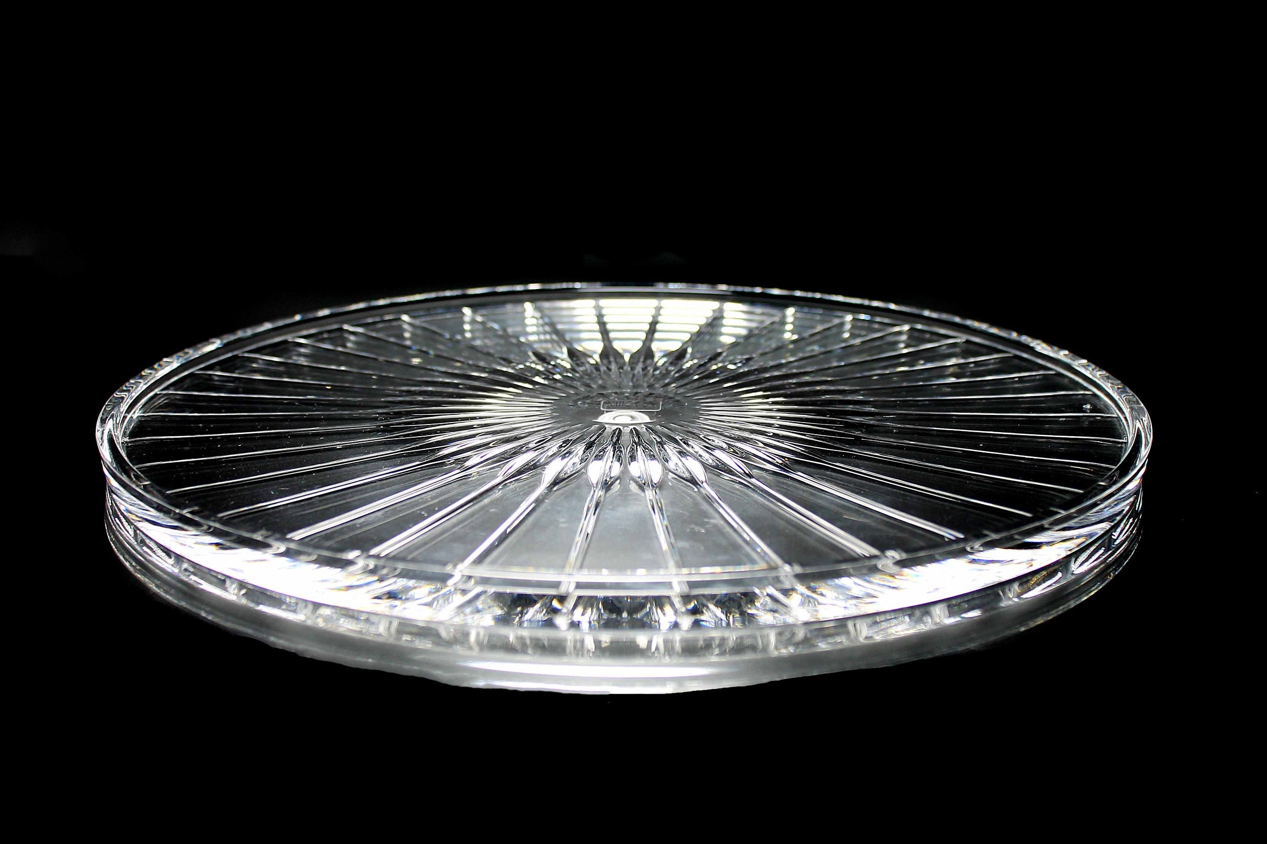 Crystal Cake Plate Mikasa Park Avenue Flat Cake Plate Cut Glass Clear Glass 12 Inch