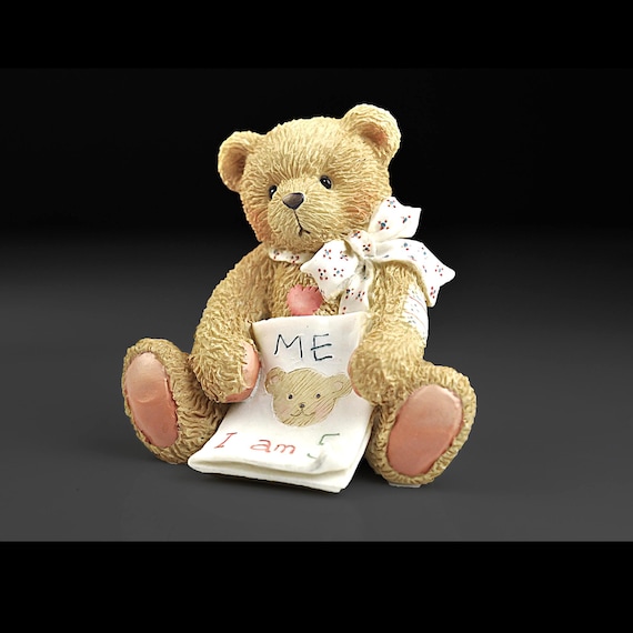 Vintage Hamilton Gifts Age 5 Teddy Bear Figurine, Color Me Five, Birthday Bear