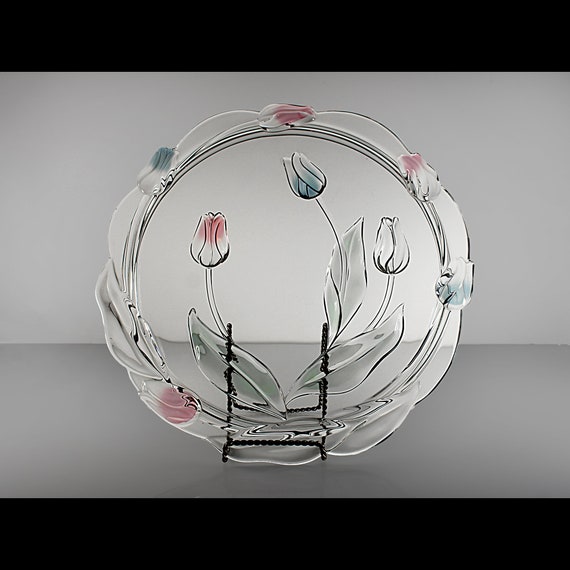 Cake Plate, Mikasa, Tivoli, Tulip Design, Clear Glass, 14 Inch, Giftware