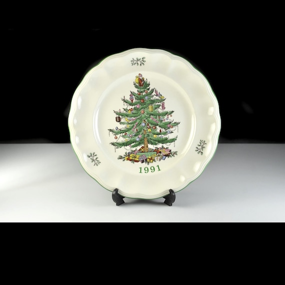 Vintage Spode Christmas Tree Collector Plate, 1991, Made in England, Holiday Dish Replacement