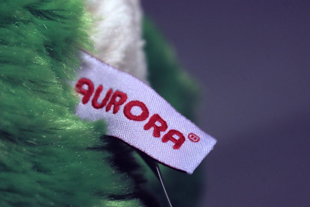 Frog Stuffed Animal, Aurora, Fluffy, Soft, Green and White, Sitting Frog