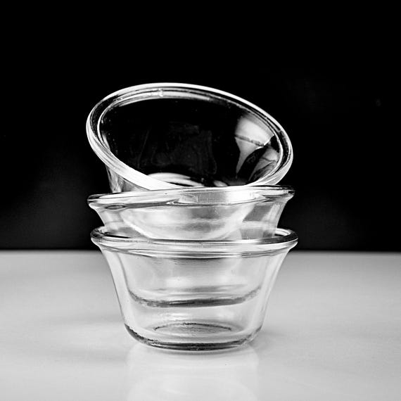 Pyrex Custard Cups, Set of 3, Clear Glass