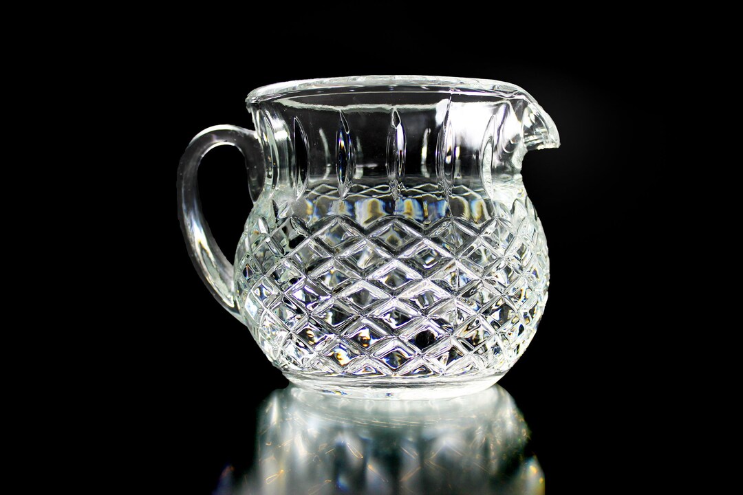 FTD Crystal Pitcher Heavy Pressed Glass Diamond Design Etsy