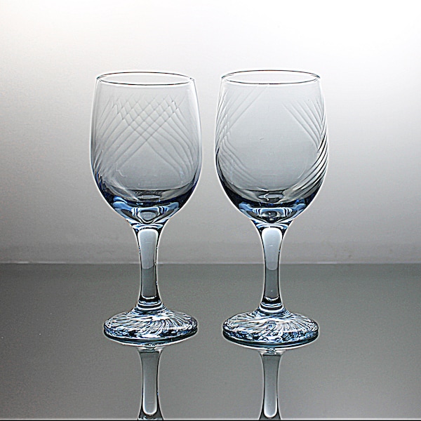 Libbey Water Goblets, Misty Blue Swirl, Set of 2, Barware, Wine Glasses, 12 Ounce