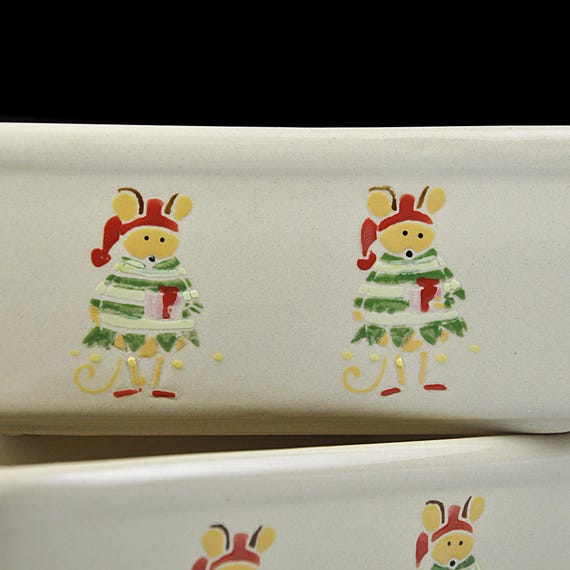 Lot De 2 Mini Moules à Pain/beurre Nantucket En Grès Blanc - Thème Vacances Et Noël