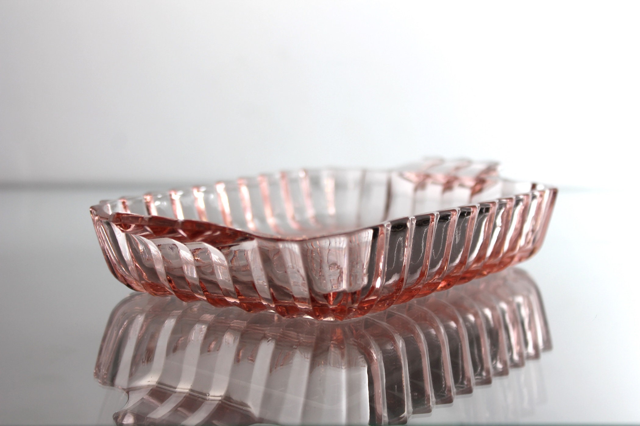 Anchor Hocking Mint Dish, Pink Depression Glass, Handled, Giftware