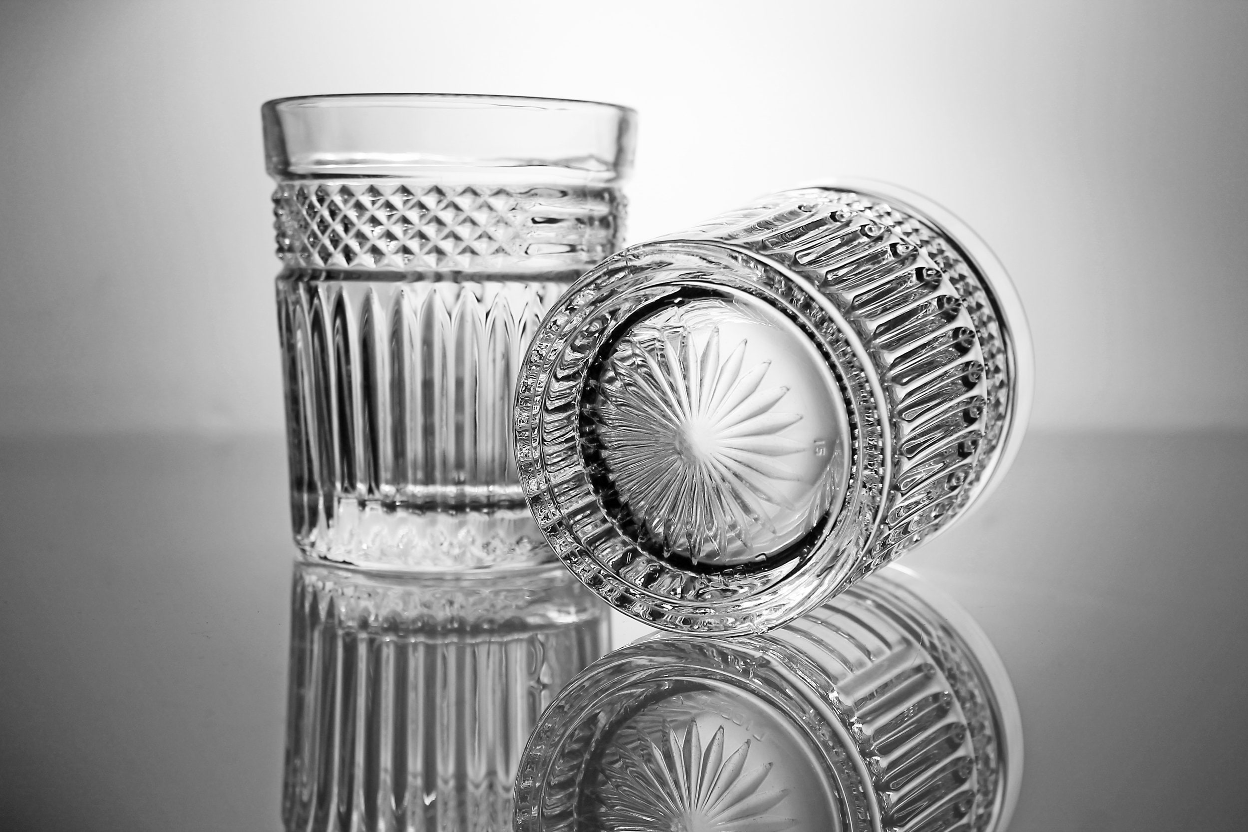 Double Old Fashion Glasses, Libbey Glass Company, Radiant, Set of 2, Barware