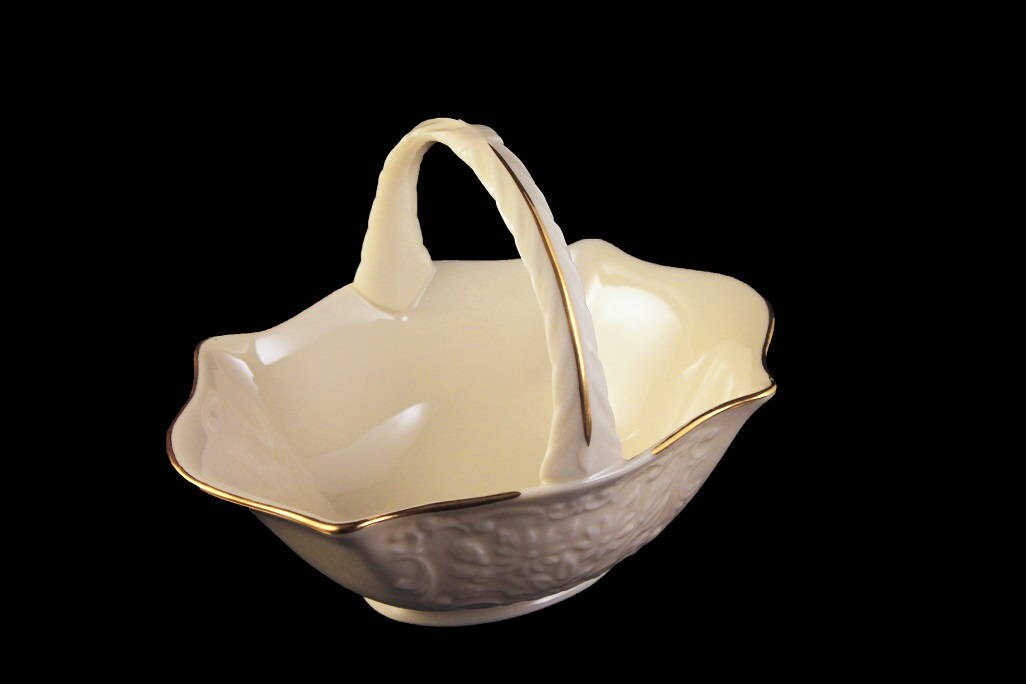 Lenox Basket, Sans Souci, 24K Gold Trim, Giftware, Candy Dish, Nut Bowl