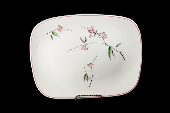 Platter, J & G Meakin, Blossom Lane, 14 Inch, Pink and Gray Floral