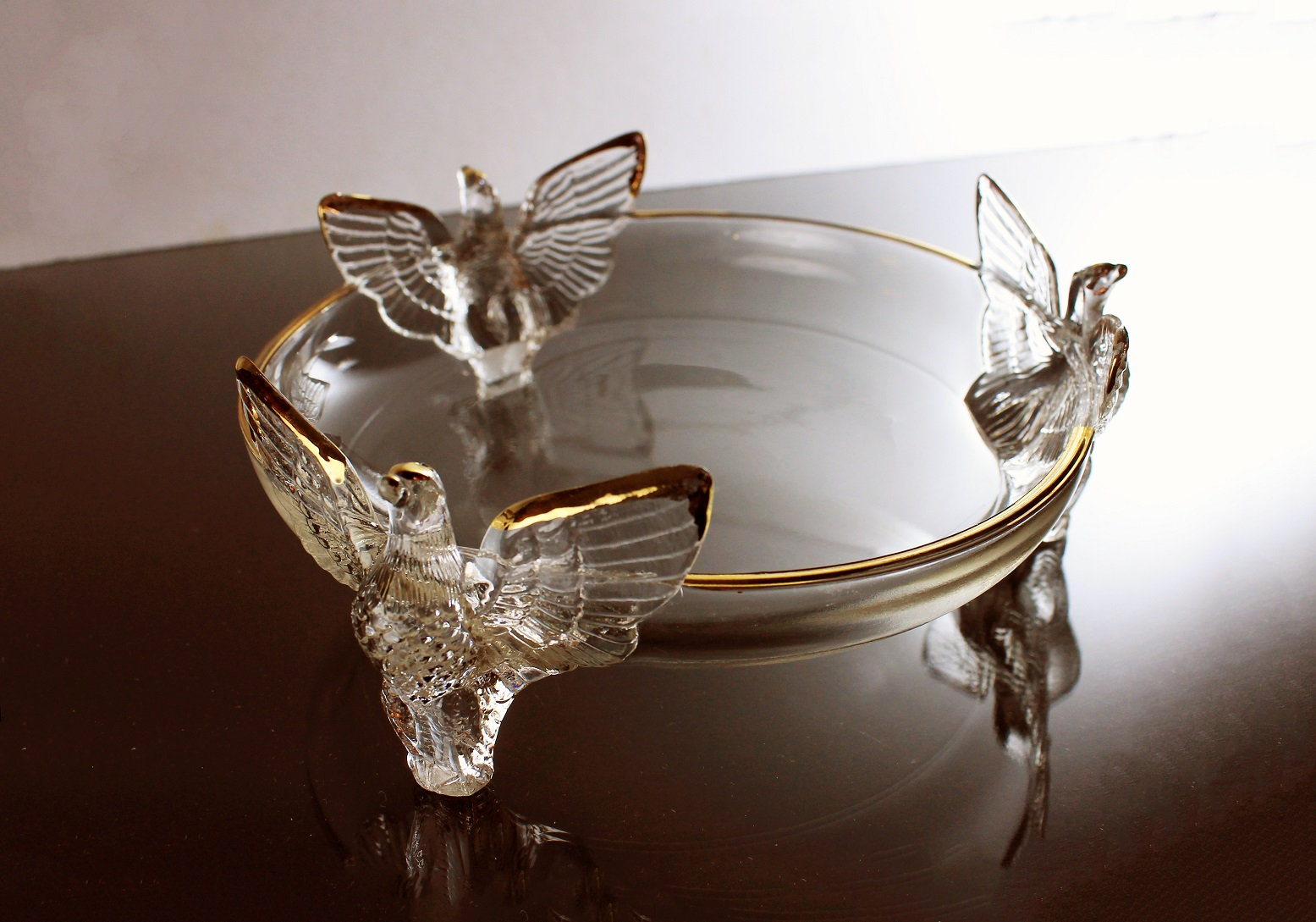 Three Toed Eagle Bowl, Glass, Winged Eagles, Clear Glass